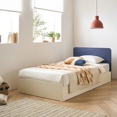 리바트 커먼베드 자녀가구 심플형 헤드 침대 일반형 프레임 단품 방문설치, 블루 + 화이트오크