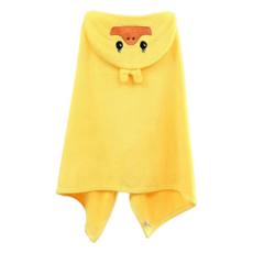 黃色小鴨 連帽浴巾 珊瑚絨 兒童/成人 保暖防風 柔軟舒適 吸水性強, 1個
