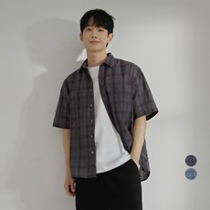 MIND BRIDGE 男女通用 Air Cool 抗皺格紋寬鬆版型短袖襯衫 MZWS3157
