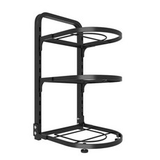 co波賽頓可調節鍋具平底鍋收納架 3層, 黑色