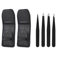 Beauty Mama 高級專業用鑷子4件組, 2個, 黑色