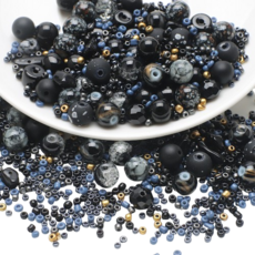 마르퀴스 그라데이션 유리 목걸이 팔찌 공예 재료 구슬 DIY 키트 세트, 블랙, 1세트