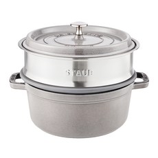 staub Gokkote圓形含蒸鍋鐵鍋 灰色, 1個, 24厘米