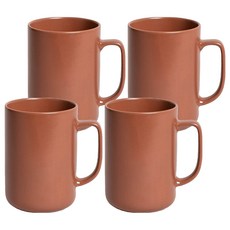 ssueim 日常陶瓷大馬克杯 525ml, 棕紅色, 4個