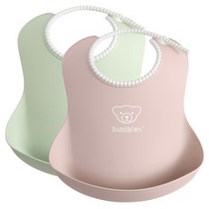 베이비뵨 베이비 빕 턱받이, 파우더그린 + 파우더핑크, 2개입, 1세트