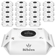 Bebeen 掀蓋式濕紙巾, 60張, 20包