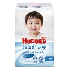HUGGIES 好奇 超薄舒吸褲 褲型尿布 褲型紙尿褲 9~14kg 39576, L, 44片