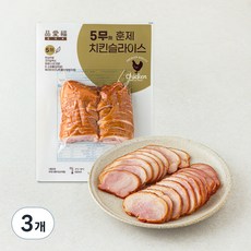 품애복 5무 훈제 치킨 슬라이스, 400g, 3개