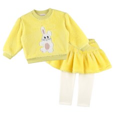 BERRYMAY 女童兔子羊羔毛內搭褲裙上下套裝