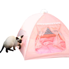 REDPUPPY Summer Velcros 寵物屋 + 坐墊, 粉彩粉紅