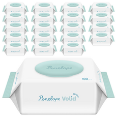 페넬로페 볼리드 화이트 저자극 아기물티슈 캡형, 50g, 100매, 20개