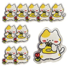 Gold Pang 貓咪與小狗角色迴紋針 壓克力夾 貓咪 鬱金香, 1入, 10個, 4.4 x 3.8 cm