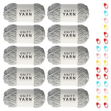 니뜨 허니 벨벳실 100g x 2p + 단수링 5p 세트, 라이트그레이 + 랜덤 발송, 5세트