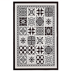 硅藻泥廚房軟墊 加大款, 花香滿屋 黑色 + 白色, 80 x 50cm