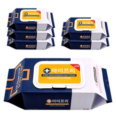 아이프리 더 클린 에탄올 손소독티슈 캡형, 80매, 6개