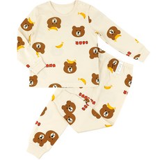 Maykids 兒童香蕉熊9分30支單面棉家居服上下套裝