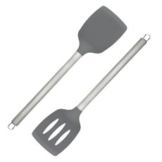 Momtool 不鏽鋼手柄矽膠鍋鏟 一般型 + 實心型, 混合色, 1套