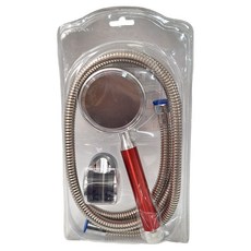 超強加壓鋁合金蓮蓬頭 C570 蓮蓬頭 + 軟管 1.5m + 座架 6 x 4 x 8cm, 紅色, 1組