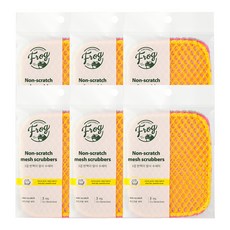 프로그 3겹 반짝이 망사 수세미, 3개입, 6개