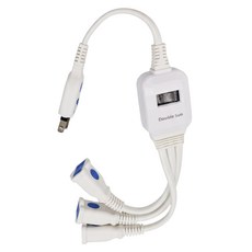 朝日電工 過載1開3插轉接線 雙層絕緣電線 防插拔鬆動 PC防火材質, 11cm, 白色, 1個