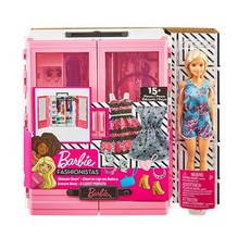 Barbie 粉色衣櫃芭比娃娃玩具組, 混色