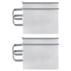 文熊商店 簡約透明防水拉鍊手提文件多用途收納袋, 灰色, 4個