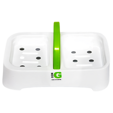 SHABATH 手提肥皂架, 時尚美觀，雙肥皂位，底部止滑，多個瀝水孔, 綠色, 1個