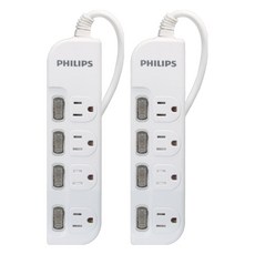 PHILIPS 飛利浦 延長線 4開4座3孔 CHP3444WA/96, 1.8m, 白色, 2條