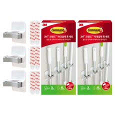 코맨드 쓰리엠 막대걸레 훅 3p + 테이프 6p, 혼합색상, 2세트