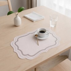 MF스토어 엘레강스 가죽 방수 테이블 매트 4p 기프트 패키지 세트, 라이트 그레이, 1세트, 45 x 30 cm