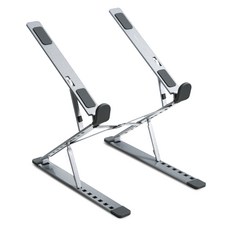 로티홈시스 접이식 휴대용 알루미늄 노트북 거치대 + 휴대용 파우치 세트 프로, 1개, 실버