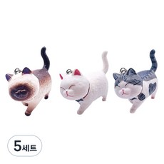 월드크린 산책하는 고양이 키링 A타입 세트, 5세트
