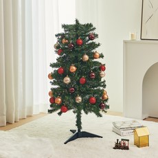 크리스마스 무장식 트리 + 오너먼트 트리장식 36p + LED 줄조명 100구 + 리모콘 세트, 그린(트리), 골드(오너먼트), 웜 화이트(조명)