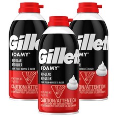 GILLETTE 吉列刮鬍泡 經典香草香味 美國製 4606 紅黑色, 3個