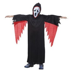 兒童用萬聖節驚聲尖叫面具 + 服裝套組, 1套, 白色 + 黑色