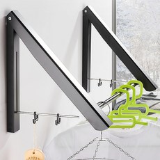 마샤투 접이식 벽면 폴딩 행거 40cm, 블랙, 1개