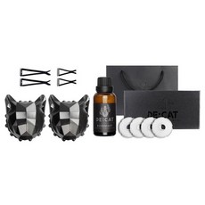 DE CAT 車用芳香劑 碳灰色 2入 + 補充液 30ml + 一般夾 2入 + 長夾 2入 + 補充環 4入 + 包裝盒 + 提袋組 全車款通用, 1套, 黑櫻桃香