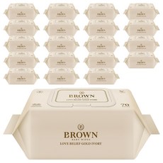 브라운 러브 빌리프 골드 아이보리 아기물티슈 캡형, 82g, 70매, 20개