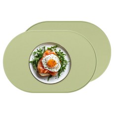 SSONGKIM 易清洗矽膠餐墊, 39 x 26.5 cm, 橄欖綠, 2個