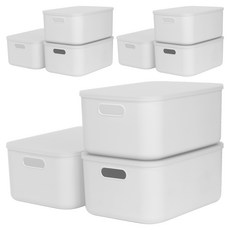 食品儲藏室收納盒, 白色, 大(26.5 x 37 x 24.2 cm), 9個