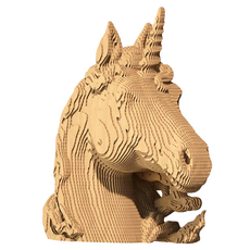 Cartonic 3D立體拼圖 獨角獸 紙板雕塑拼圖, 黃色, 1組, 65片