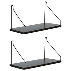 一字牆上置物架, 黑色, 2個