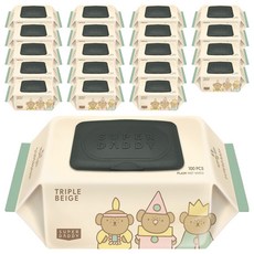 슈퍼대디 저자극 트리플 베이지 아기물티슈 캡형, 45g, 100매, 20개