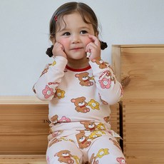 Cordi-i 兒童用Bloom Bear單面彈性內衣上衣+褲子套組