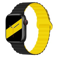 THE CASE Apple Watch 磁吸矽膠錶帶, 黑色 黃色, 1個