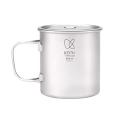 Keith Titanium 鎧斯 折疊雙層鈦杯 Ti3357 600ml, 銀色, 1個