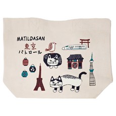 kUSUgURU JAPAN 日本眼鏡貓 日本限定觀光主題系列 手提包帆布手拿午餐袋 東京Matilda san款