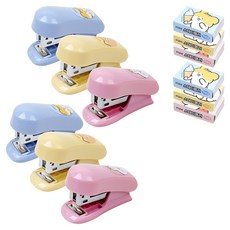 POPO FANCY 2000 漢奇迷你釘書機3款 + 33號釘書針3款, 2套, 黃色, 藍色, 粉紅色