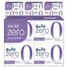 순수한면 제로 순면 뉴 날개형 생리대, 오버나이트, 12개입, 16개, 패드형