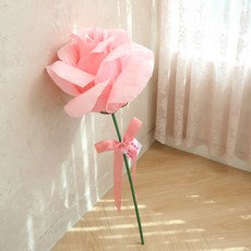 뷰티풀데코센스 자이언트 플라워 장미 종이꽃 리본장식, 핑크, 1개